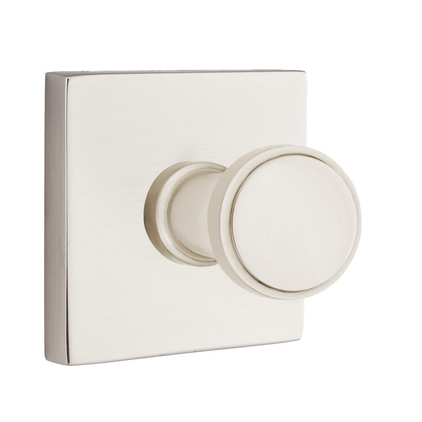 Transitional Brass Hook with Square Rosette in Satin Nickel