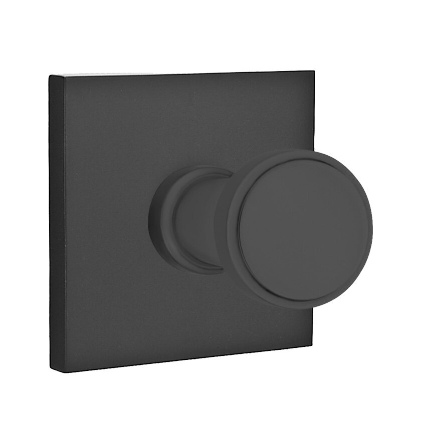 Transitional Brass Hook with Square Rosette in Flat Black