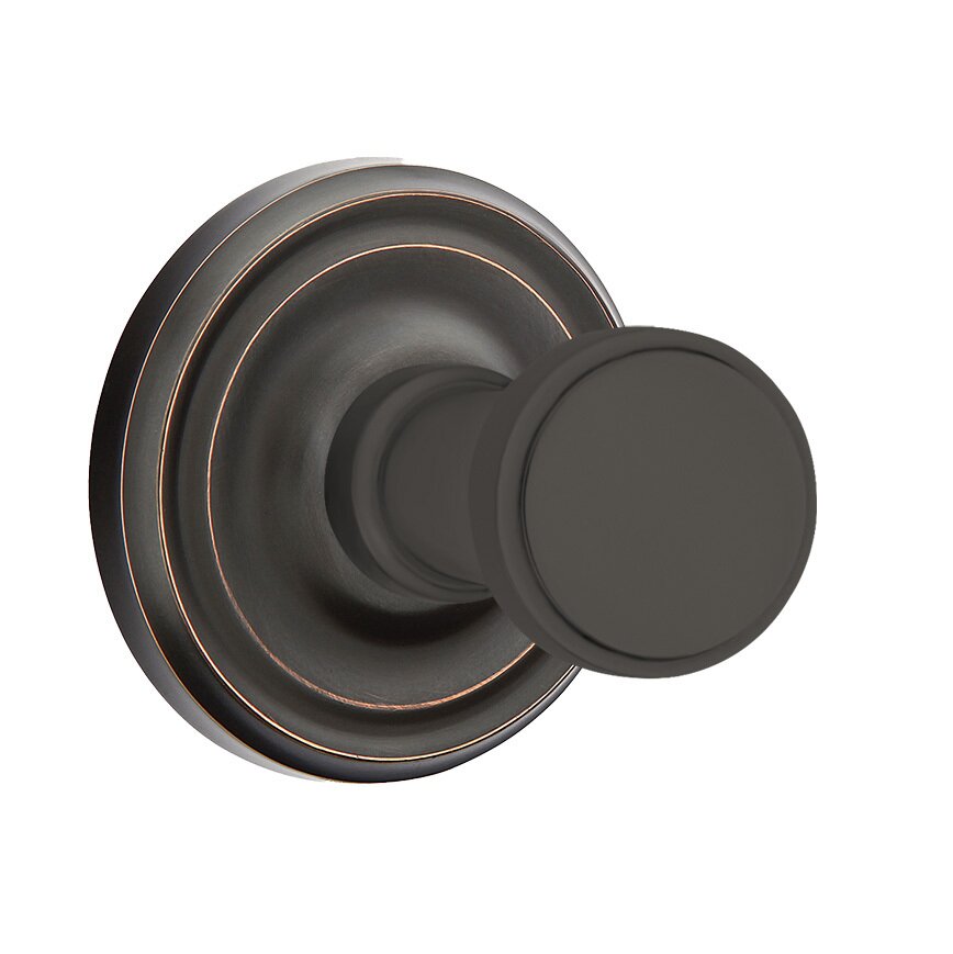 Transitional Brass Hook with Small Regular Rosette in Oil Rubbed Bronze