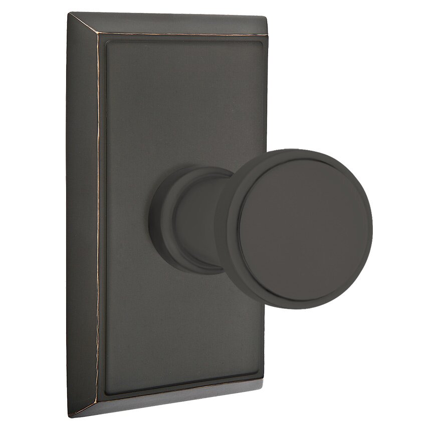 Transitional Brass Hook with Rectangular Rosette in Oil Rubbed Bronze