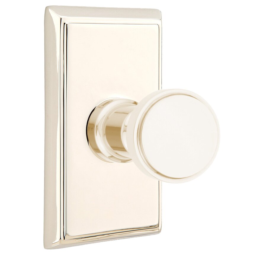 Transitional Brass Hook with Rectangular Rosette in Lifetime Polished Nickel