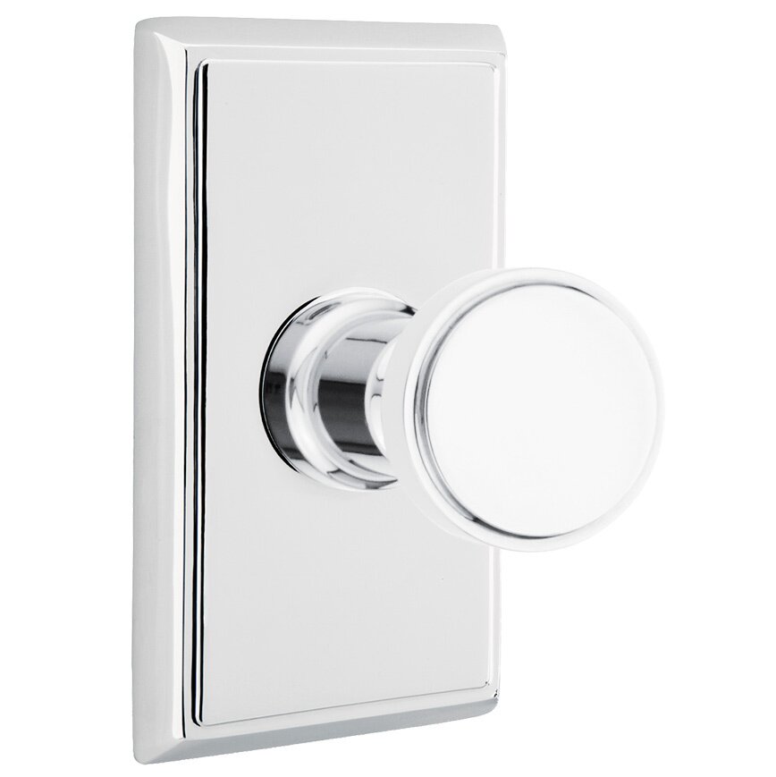 Transitional Brass Hook with Rectangular Rosette in Polished Chrome