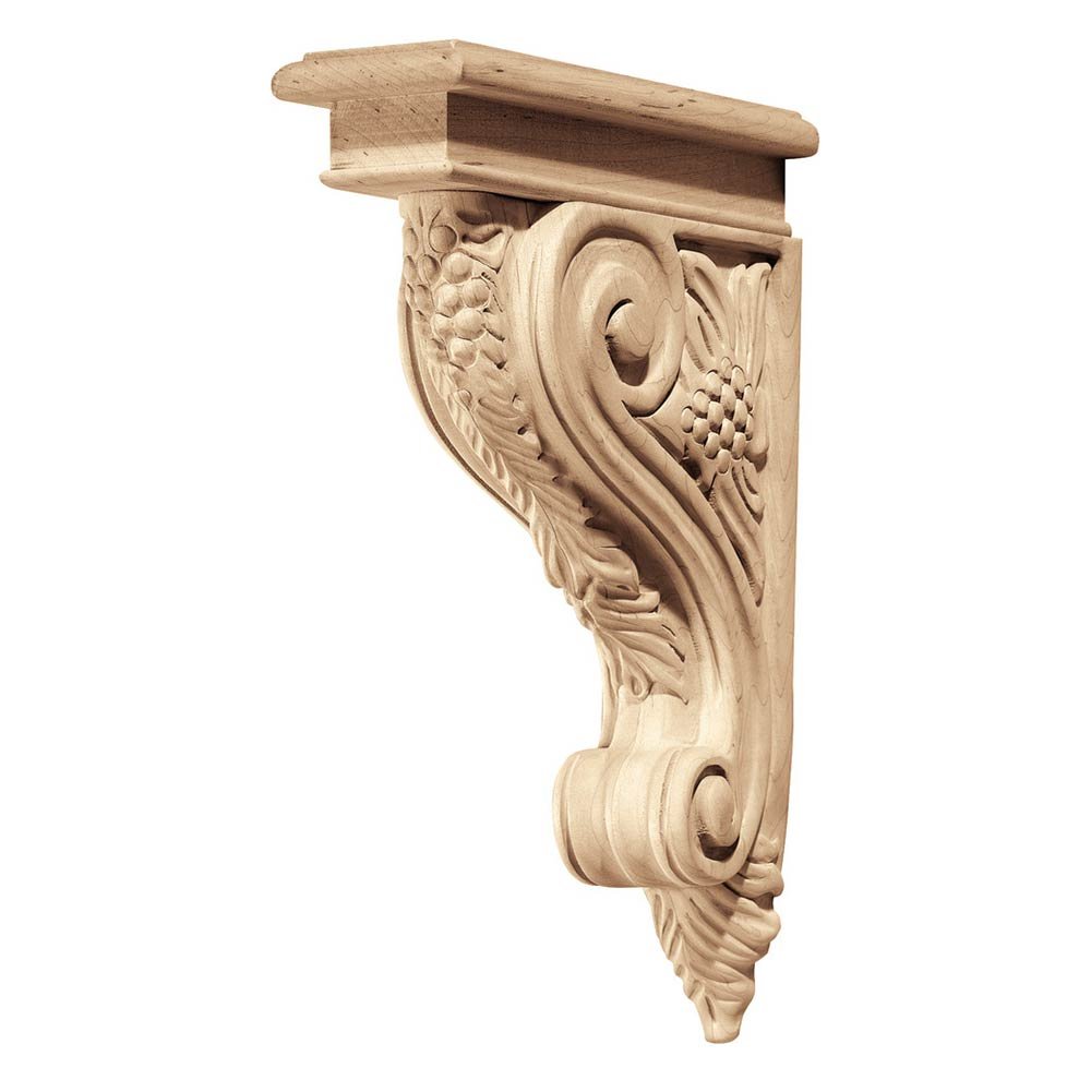 12 3/4" Tall Hand Carved Wooden Corbel in Red Oak