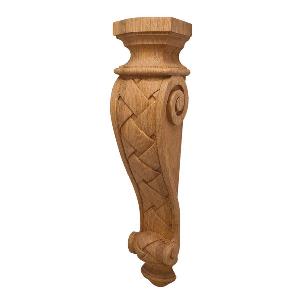 24" Tall Hand Carved Wooden Corbel in Oak