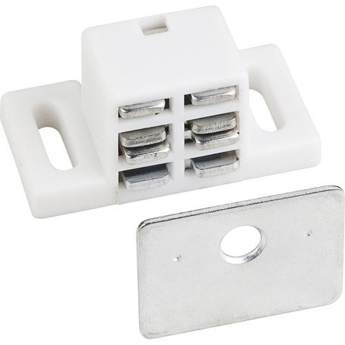 25lb. Magnetic Catch White/zinc with Strike & Screws in White