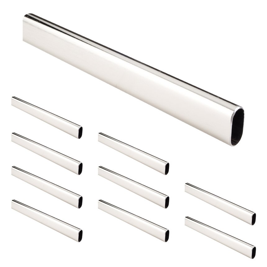 (10 PACK) 1.0 mm x 8' Long Oval Steel Closet Rod in Satin Nickel