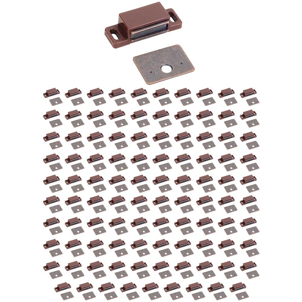 (100 PACK) 15lb. Brown Magnetic Catch with Bronze Strike & Screws, in Brown