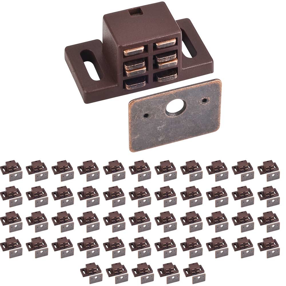 (50 PACK) 20lb. Brown/Bronze Magnetic Catch with Screws And Strike Plate in Brown