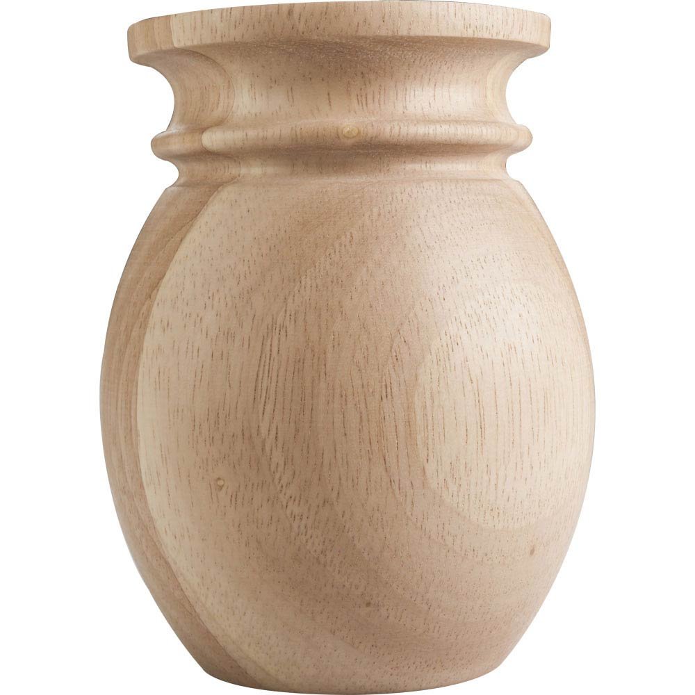 4" Round x 5" Tall Bun Foot with Bullnose Design and Cove Groove in Hard Maple Wood