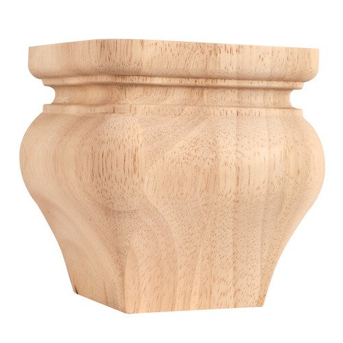 Square Transitional Bunn Foot in Rubberwood Wood