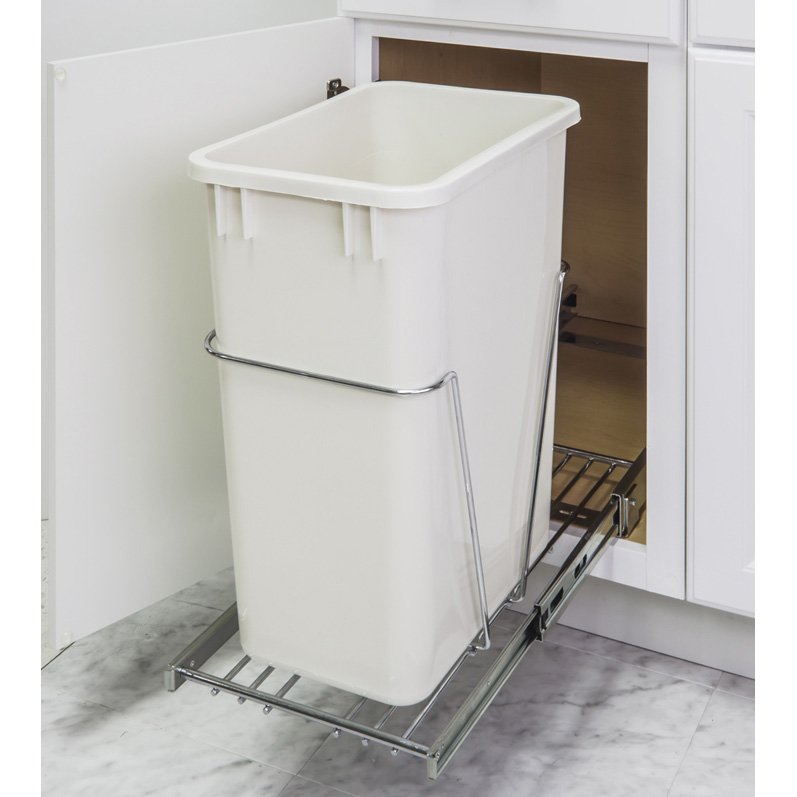 35 & 50 Quart Single Pullout Trash Can System in Polished Chrome