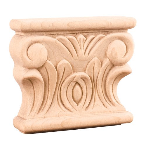3 1/2" Acanthus Traditional Capital in Hard Maple Wood