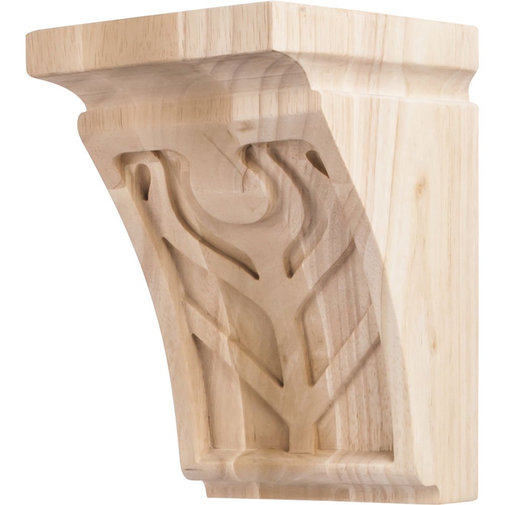 5" x 6" x 8" Art Nouveau Corbel with Feather Design in Hard Maple Wood