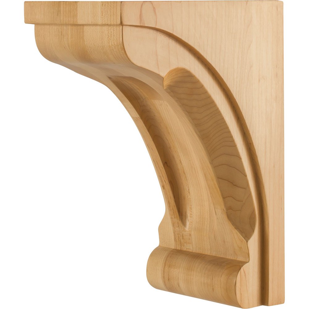 5" x 7" x 10" Modern Corbel with Scooped Center and Edges in Rubberwood Wood