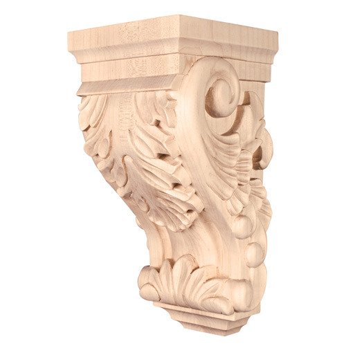 4 1/2" x 10" x 5" Small Acanthus Traditional Corbel in Hard Maple Wood
