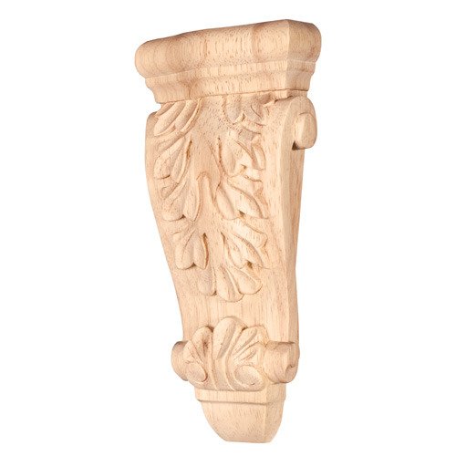 3 5/8" x 8" x 1 1/2" Medium Low Profile Acanthus Traditional Corbel in Hard Maple Wood