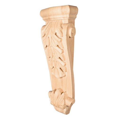 7" x 22" x 3 3/4" Large Low Profile Acanthus Traditional Corbel in Hard Maple Wood