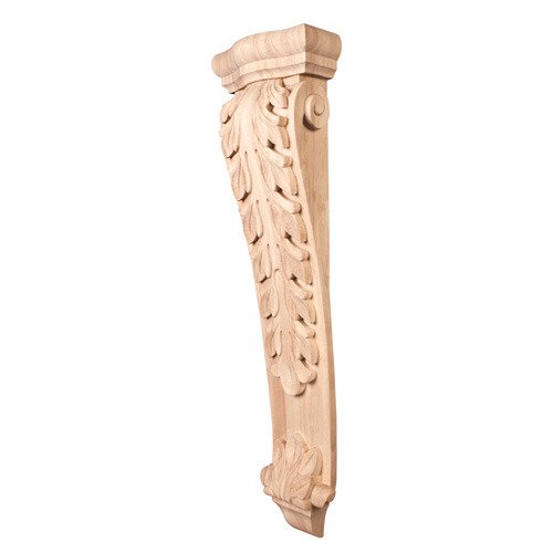 8 1/2" x 35" x 4 3/4" Large Low Profile Acanthus Traditional Corbel in Alder Wood