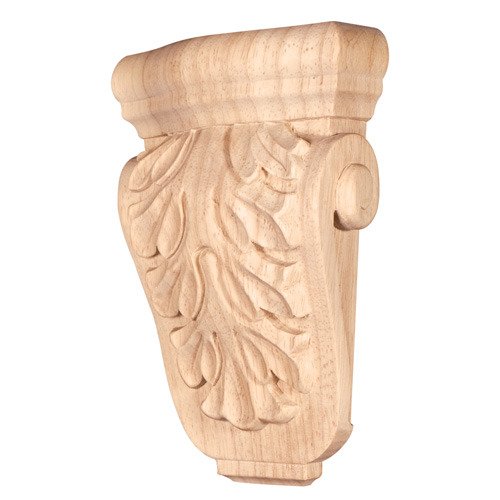 4 1/2" x 7" x 2" Acanthus Traditional Corbel in Rubberwood Wood