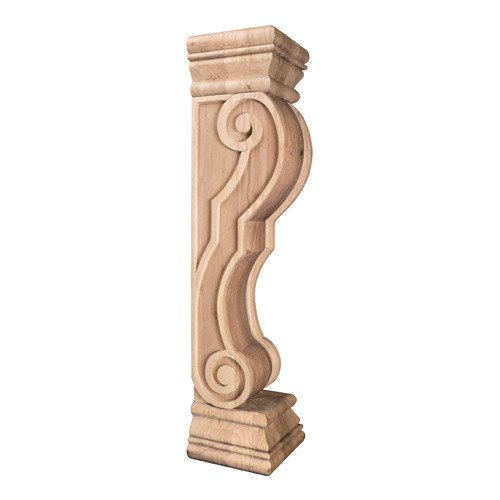6 3/4" x 22" x 7 5/8" Rounded Traditional Corbel in Hard Maple Wood