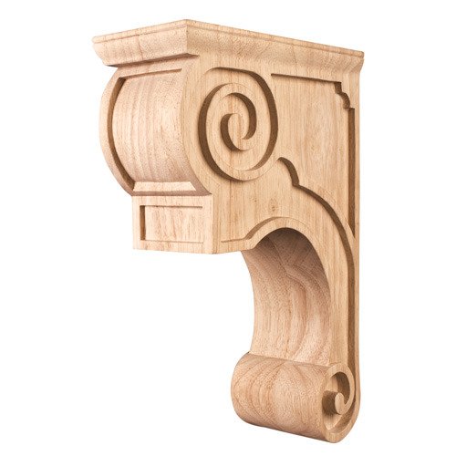 3 3/8" x 11 3/4" x 8" Fleur-De-Lis Traditional Corbel with Smooth Surface Design in Cherry Wood