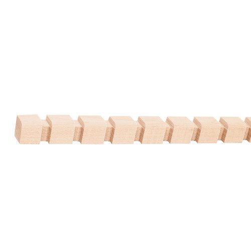 5/8" x 1/2" Dentil with 1/4" gap and 5/8" teeth in Poplar Wood (120 Linear Feet)