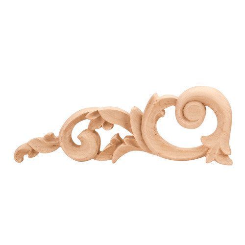 10 1/4" x 3 1/2" x 3/4" Acanthus Traditional Onlay (Left) in Cherry Wood