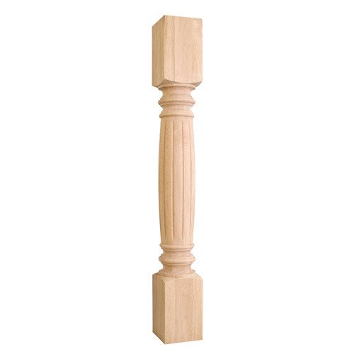 4 1/2" x 35 1/2" x 4 1/2" Fluted Traditional Post in Rubberwood Wood