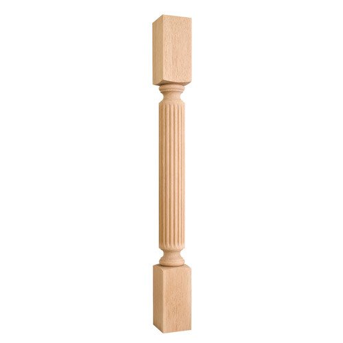 3 1/2" x 35 1/2" x 3 1/2" Fluted Traditional Post in Rubberwood Wood