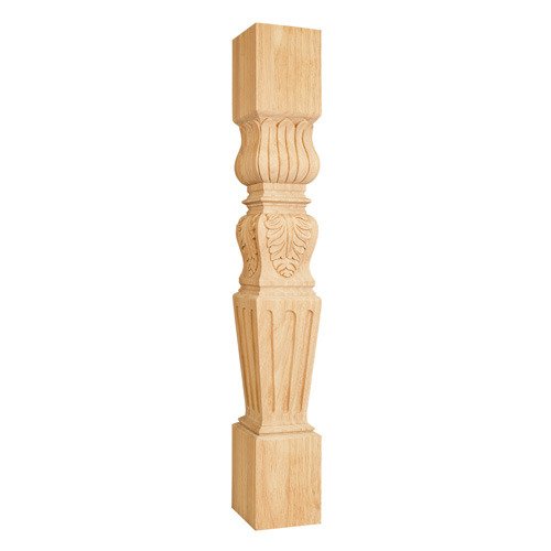 5" x 35 1/2" x 5" Acanthus /Fluted Traditional Post in Rubberwood Wood