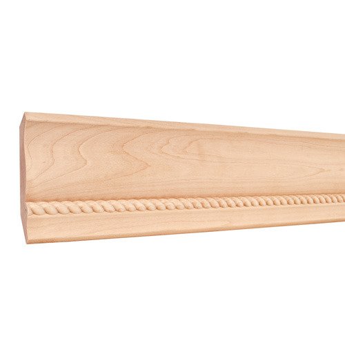 4-1/4" x 7/8" Crown Moulding with 1/2" Rope in Hard Maple Wood (8 Linear Feet)