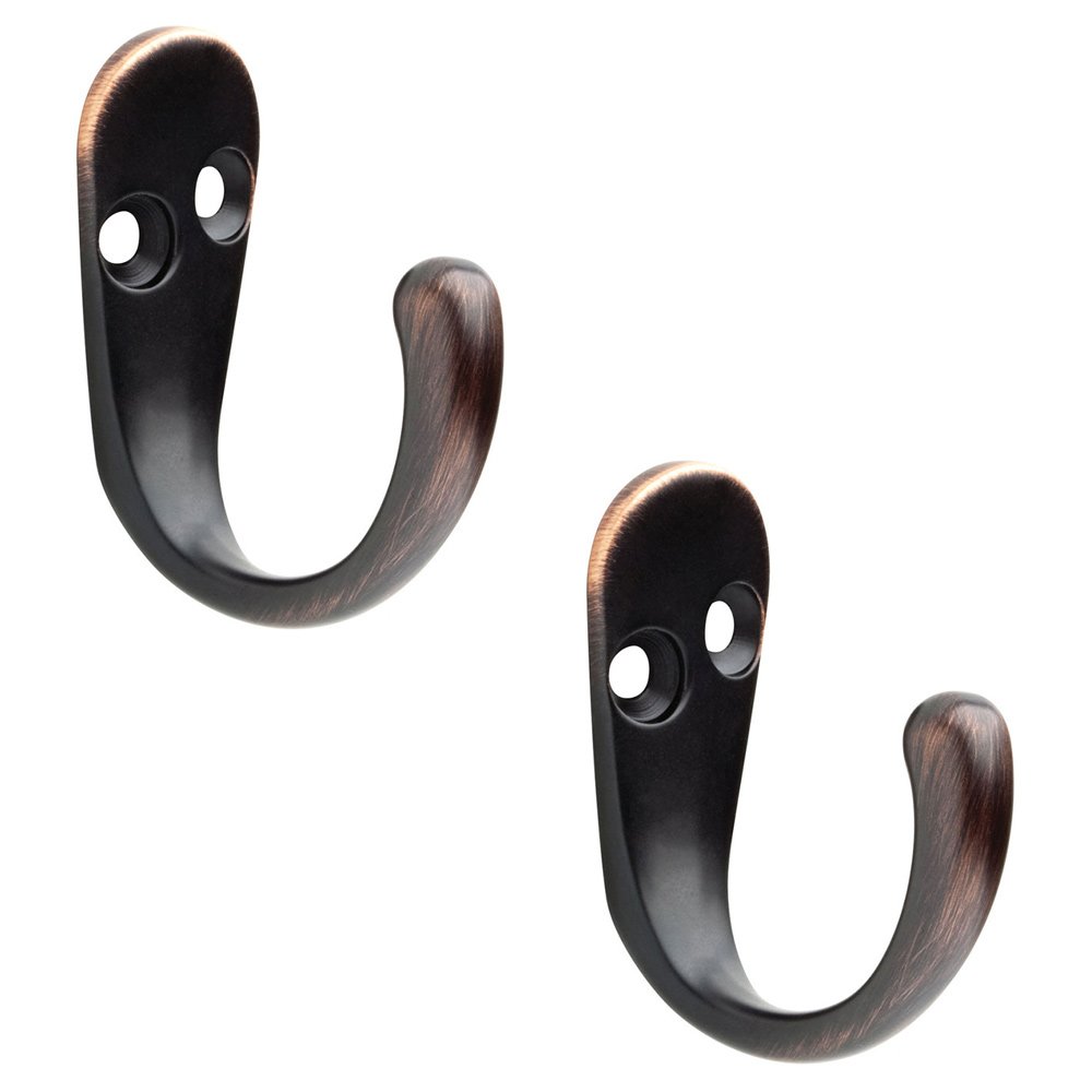 Single Prong Robe Hook (2 Per Pack) in Bronze With Copper Highlights