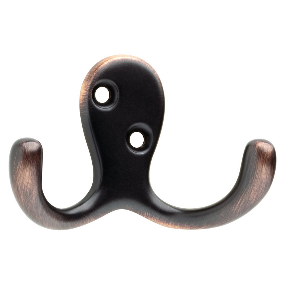 Double Prong Robe Hook in Bronze With Copper Highlights