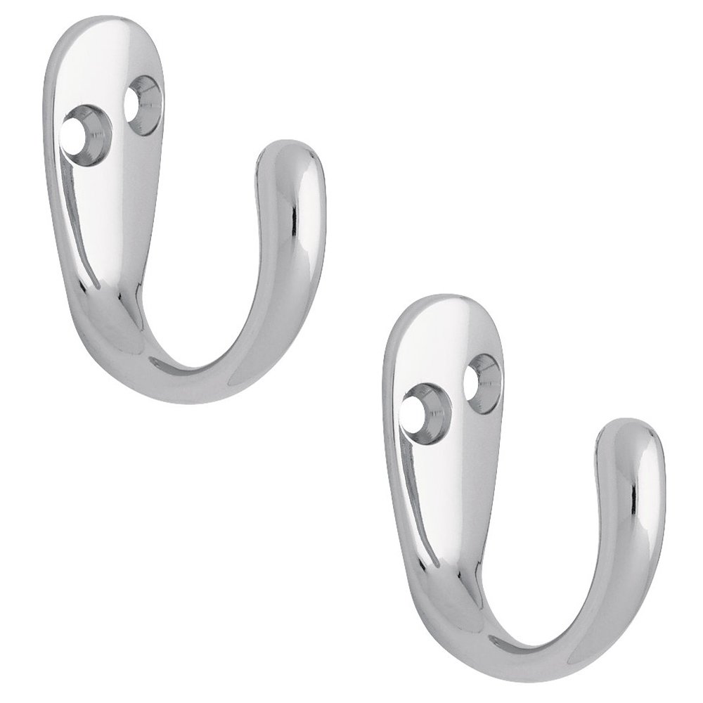 Single Prong Robe Hook (2 Per Pack) in Polished Chrome