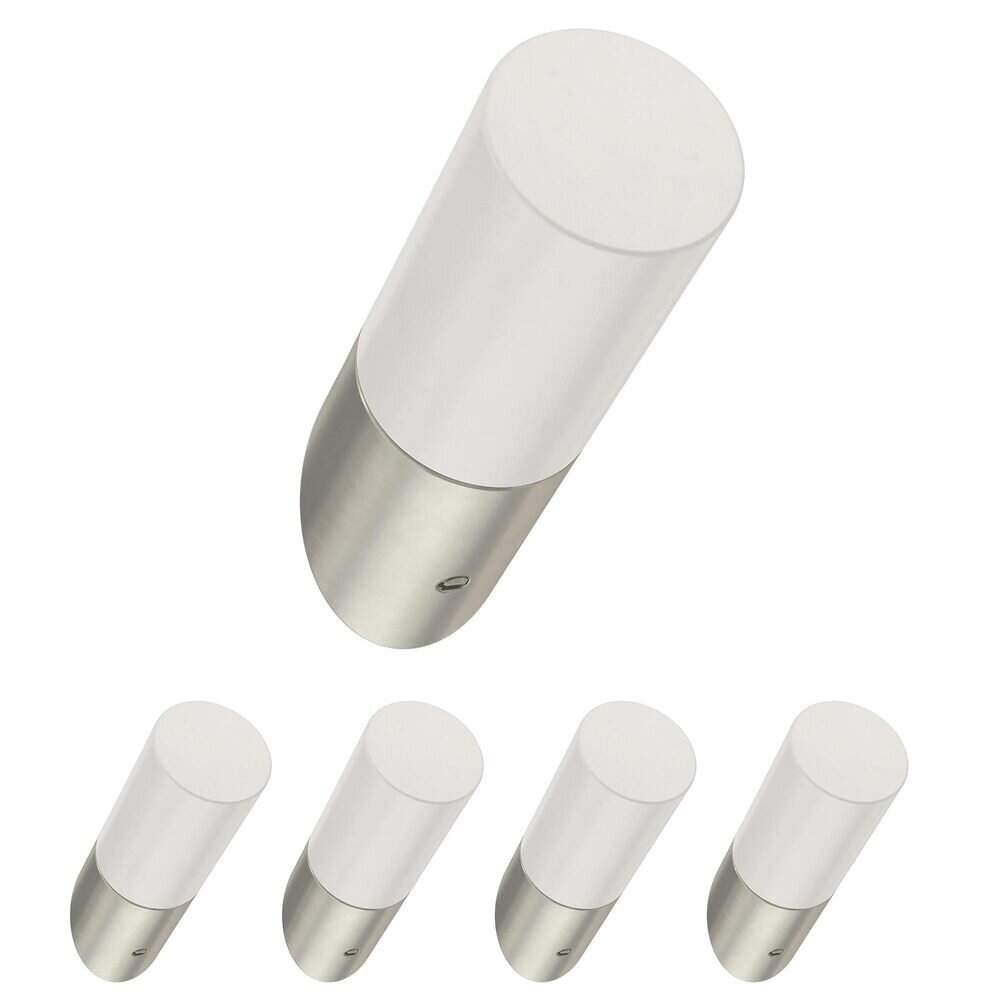 2-1/4" Modern Slant Hook (5 Pack) in Pure White and Satin Nickel