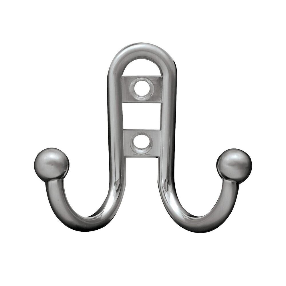 Double Prong Robe Hook with Ball End in Satin Nickel