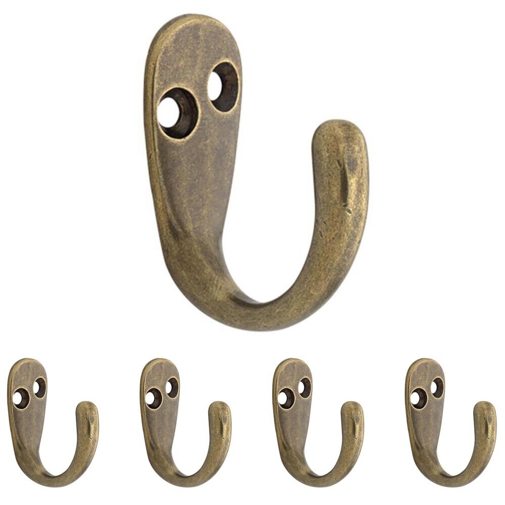 Single Prong Robe Hook (5 Pack) in Antique Brass