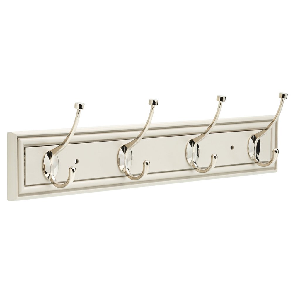 27" Galena Hook Rail with 4 Hooks in Warm Gray & Polished Nickel