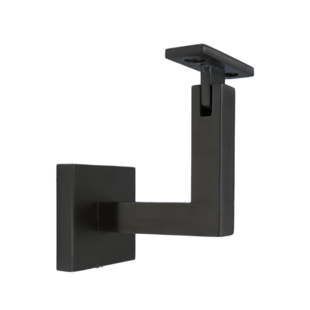Square Mount Base and Squared Arm with Flat Clamp Surface Mounted Hand Rail Bracket in Satin Satin Black