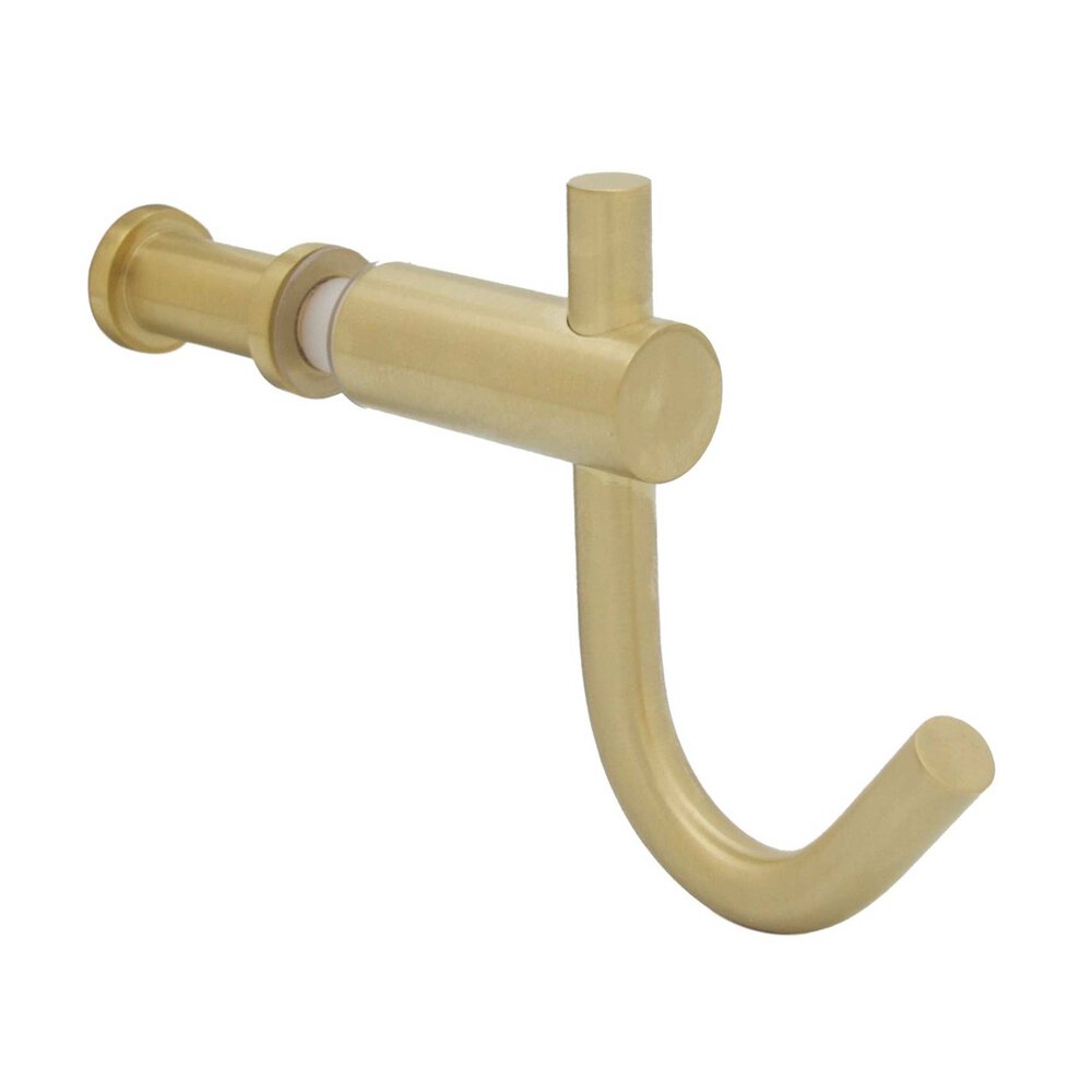 Glass Mounted Robe and Towel Hook in Satin Brass