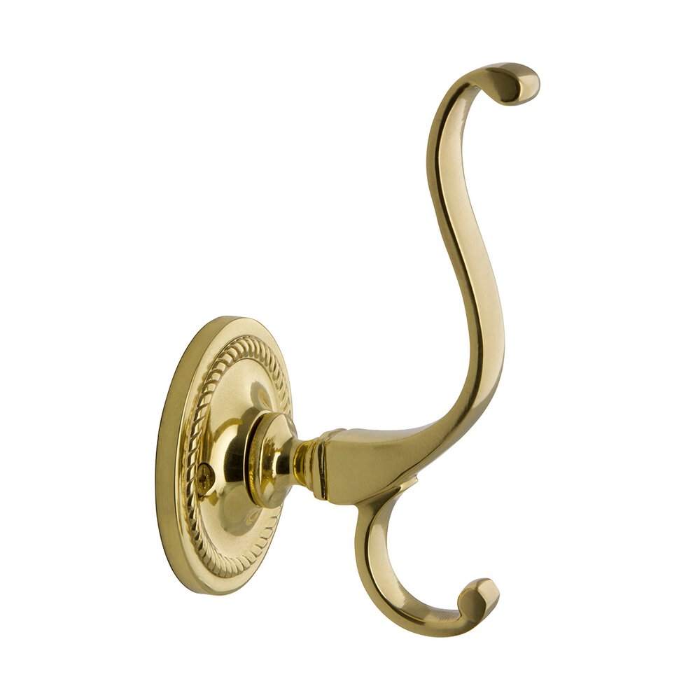 Single Rope Coat Hook in Unlacquered Brass