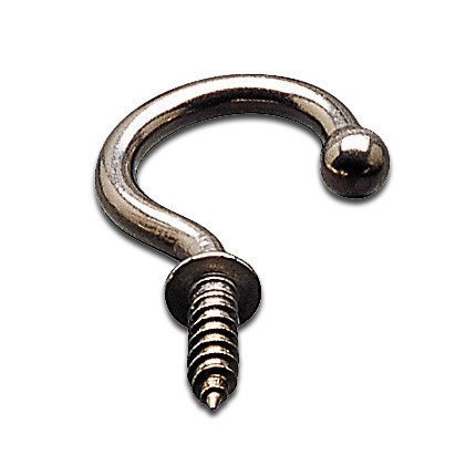 Stainless Steel 1 11/32" Long Single C-Shaped Screw Hook in Polished Stainless Steel