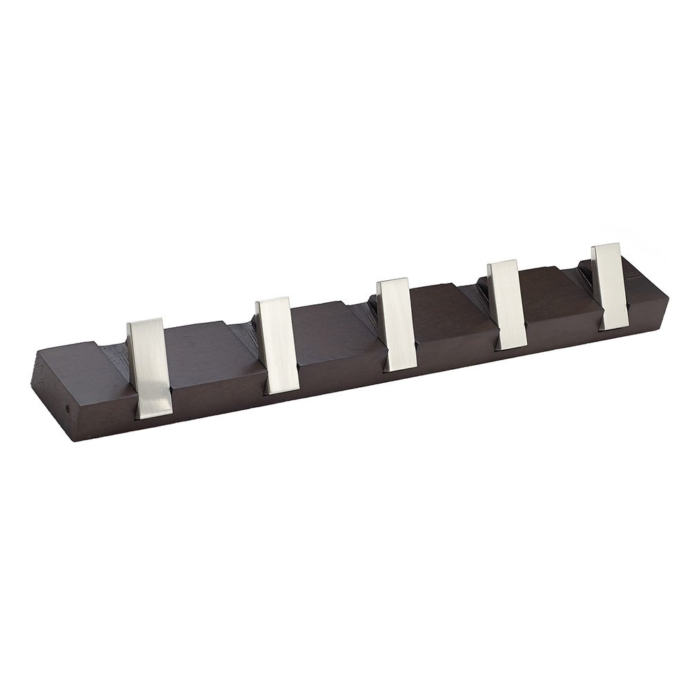 Quintuple Contemporary Hook Rack in Mocha And Brushed Nickel
