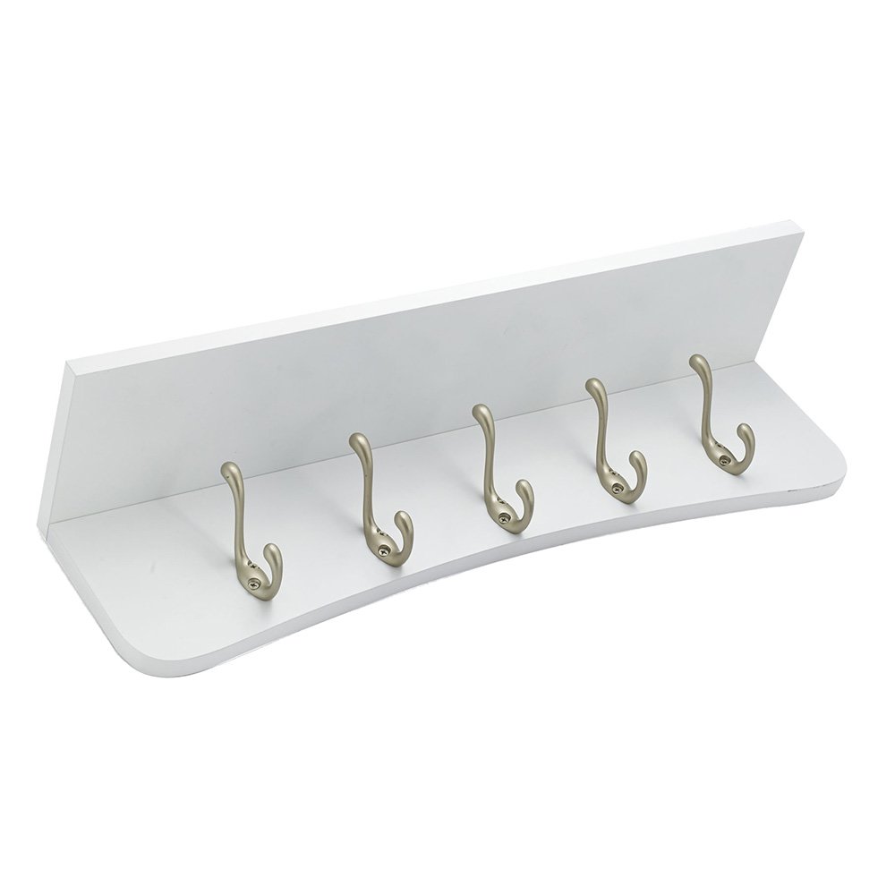 Quintuple Utility Hook Rack in Matte Nickel And White