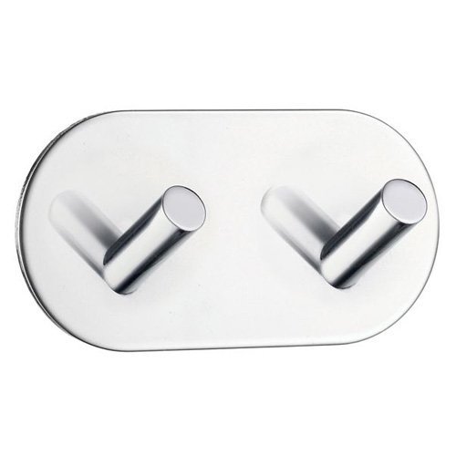 Steel Double Self-Adhesive Hook in Polished Stainless Steel