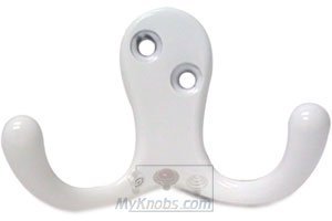 1 3/4" Double Coat Hook in White Lacquered