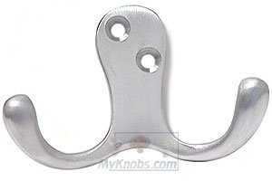 1 3/4" Double Coat Hook in Brushed Chrome