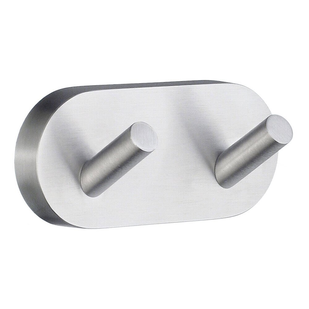 Double Towel Hook in Brushed Chrome