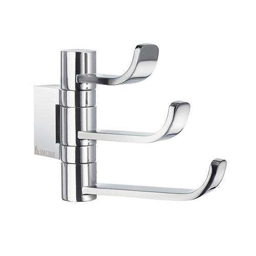 Ice Swing Arm Triple Hook in Polished Chrome With Frosted Glass