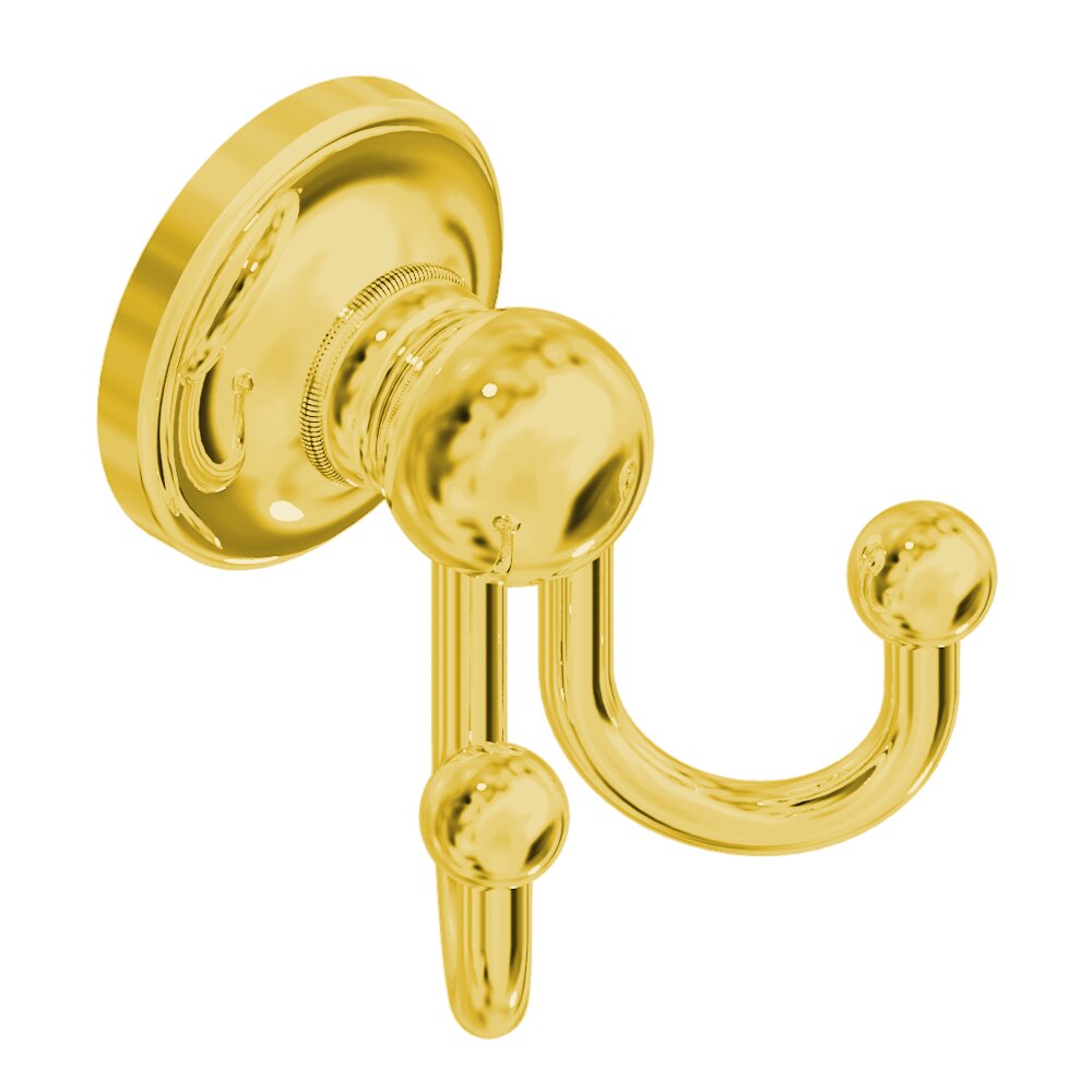 Double Robe Hook in Unlacquered Brass